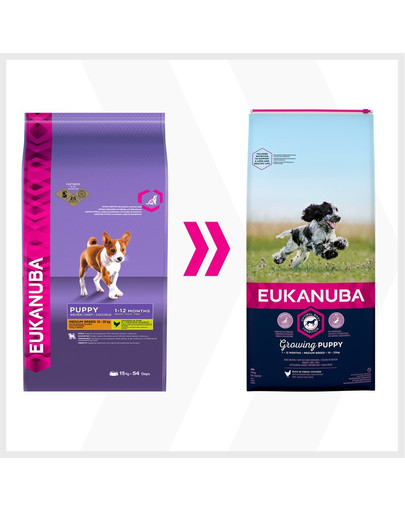 EUKANUBA Puppy Medium Breeds Chicken bohatá na čerstvé kurča 15 kg