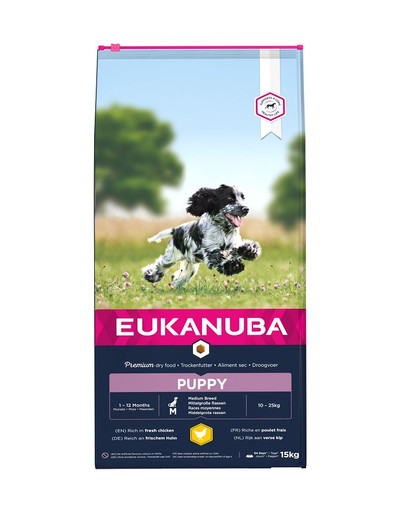 EUKANUBA Puppy Medium Breeds Chicken bohatá na čerstvé kurča 15 kg