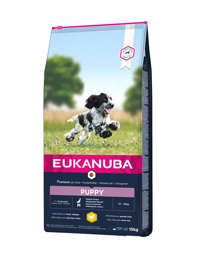 EUKANUBA Puppy Medium Breeds Chicken bohatá na čerstvé kurča 15 kg