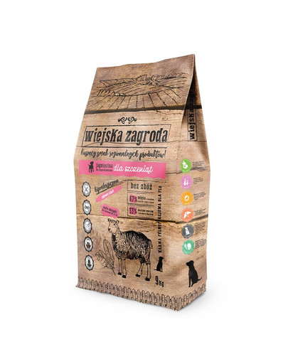 WIEJSKA ZAGRODA Jahňacie so špenátom pre šteňatá 9 kg