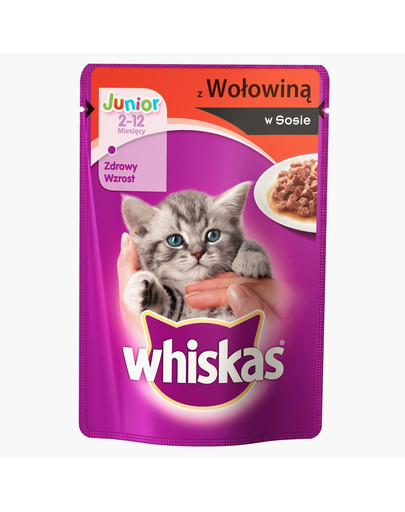 WHISKAS Junior hovädzie v omáčke 100 gx 18 + 6 ZADARMO