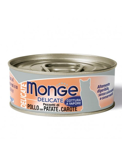 MONGE Delicate Cat Kuracie so zemiakmi a mrkvou 80g