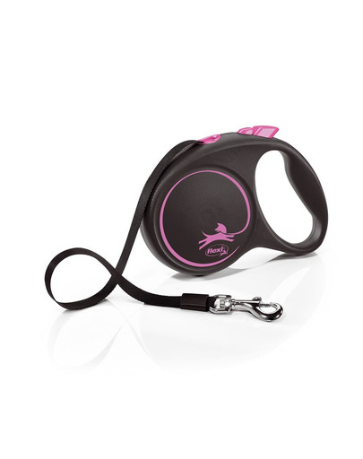 FLEXI Vodítko Black Design L pásik 5 m ružové