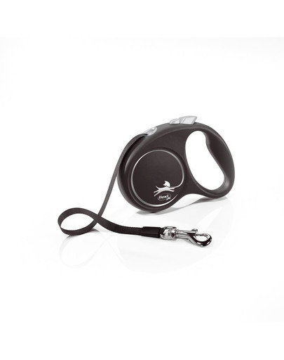 FLEXI Vodítko Black Design S pásik 5 m čierne