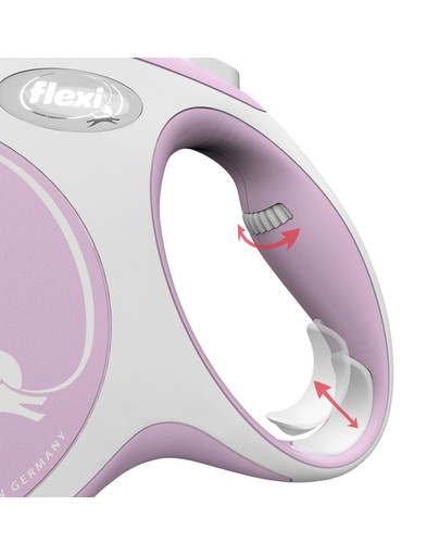 FLEXI New Comfort Vodítko M 5 m pásik ružové