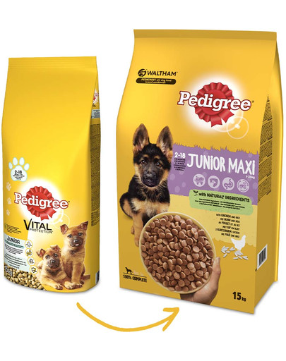 PEDIGREE Junior pre veľké plemená s kuracím mäsom a ryžou 15 kg