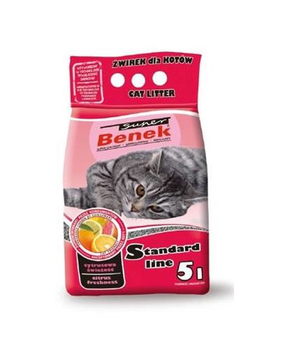 BENEK Super Standard bentonitové stelivo pre mačky s vôňou citrusov 5 l x 2 (10 l)