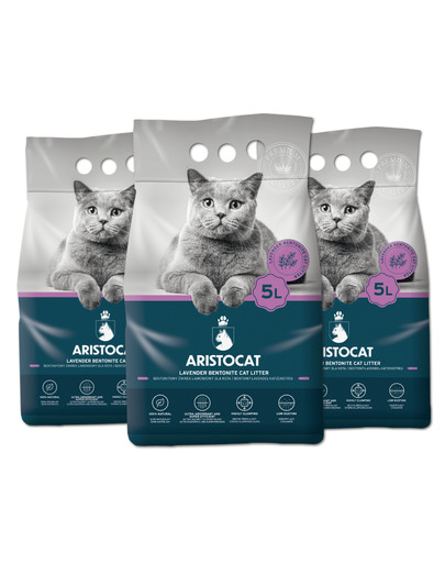 ARISTOCAT Bentonite Plus Stelivo s levanduľou 15 l (3 x 5 l)