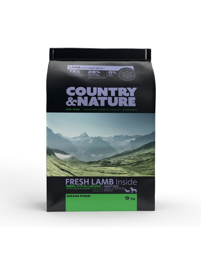 COUNTRY&NATURE Granule pre psov z jahňacieho  a morčacieho mäsa 9 kg