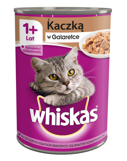 WHISKAS Adult konzerva 400g - krmivo pre dospelé mačky s kačicou v želé