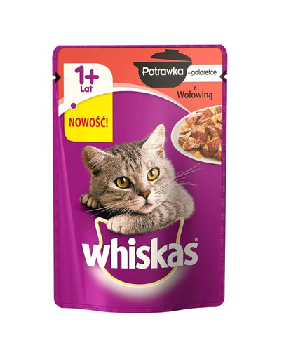 WHISKAS Pokrm v želé (1+ rokov) hovädzie mäso 28x85g