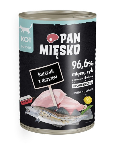 PAN MIĘSKO Kuracie s treskou pre mačky 400g