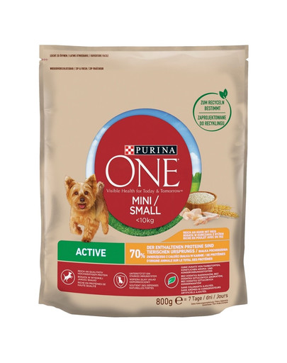PURINA ONE Mini / Small Active s kuracím a ryžou 800 g