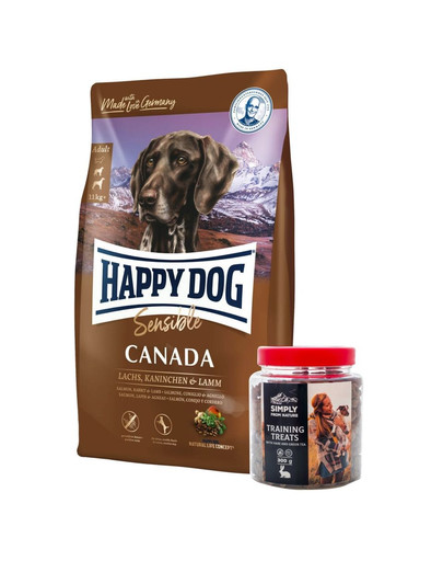 HAPPY DOG Supreme Canada 12,5 kg + tréningové maškrty so zajacom 300 g