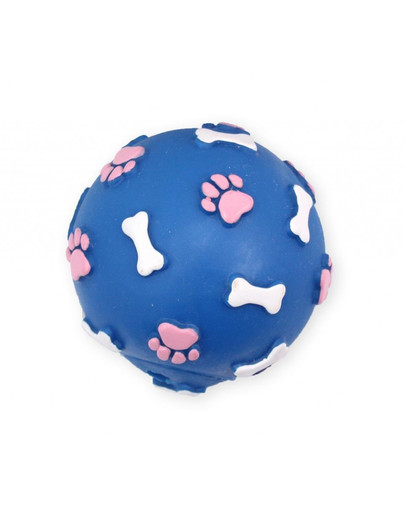 PET NOVA DOG LIFE STYLE Lopta so vzormi lebiek a kostí, 9 cm, modrá
