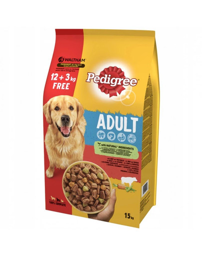 PEDIGREE Adult Krmivo s hovädzím (12+3kg) 15kg
