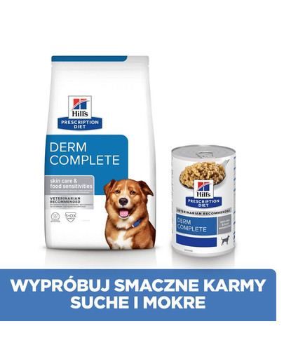 Hill's PRESCRIPTION DIET Derm Complete Environmental/Food Sensitivities suché krmivo pre psov s ryžou a vajíčkom 12 kg