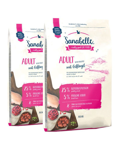 SANABELLE Adult krmivo s hydinovým mäsom 20 kg (2 x 10 kg)