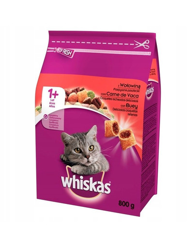 WHISKAS Adult Wołowina 800g x 5