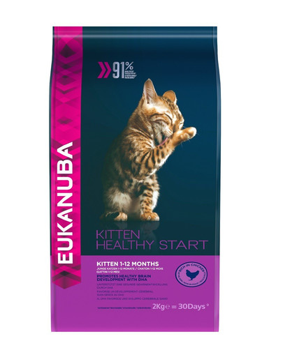 EUKANUBA Cat Kitten All Breeds Healthy Start Granule pre mačky Kuracie mäso & Pečeň 2 kg
