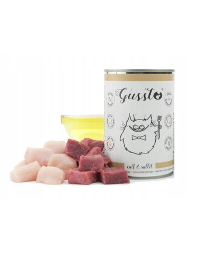 GUSSTO Cat Fresh Calf & Rabbit pre mačky, jahňacie mäso a králik 12x400 g