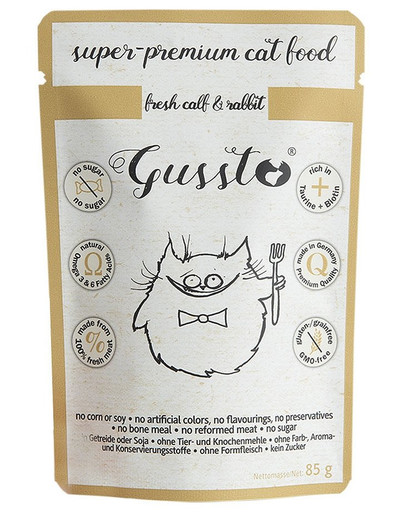 GUSSTO Cat Fresh Calf & Rabbit pre mačky jahňacie a králičie mäso 24x85 g