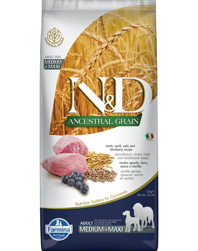 N&D LG Dog Adult M/L Lamb & Blueberry 12 kg