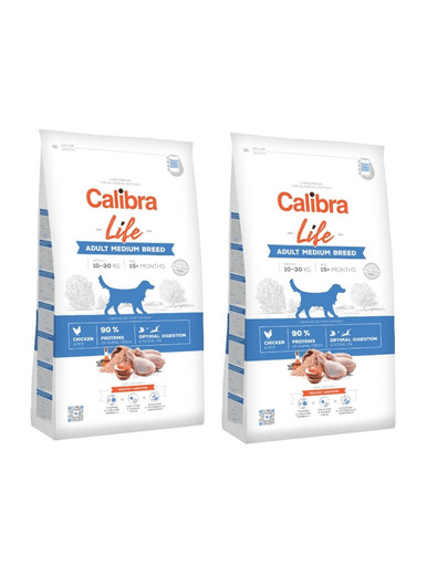 CALIBRA Dog Life Adult Medium Breed Chicken 24 kg (2 x 12 kg)