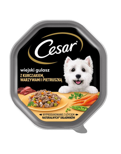 CESAR 14x150 g kompletné vlhké krmivo pre dospelé psy s kuracím mäsom, zeleninou a petržlenovou omáčkou