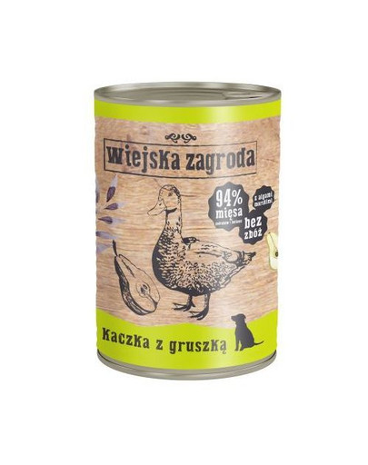 WIEJSKA ZAGRODA Kačka s hruškou 400 g Bezobilná konzerva pre psov