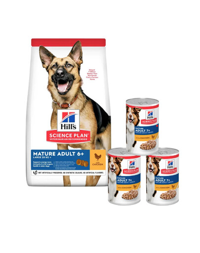 HILL'S Science Plan Canine Mature Adult 6+ Large breed Chicken 18 kg + 3 konzervy ZADARMO