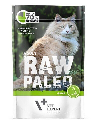 VETEXPERT RAW PALEO Adult Game 100g zverinová kapsička pre mačky