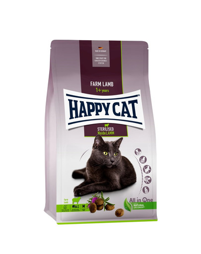 HAPPY CAT Sterilized Granule pre kastrované mačky  s jahňacím mäsom 4 kg