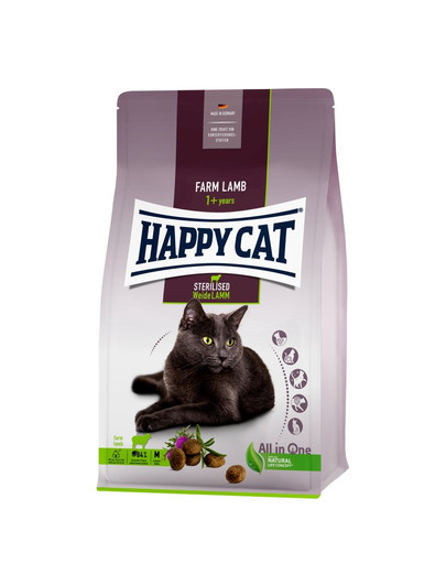 HAPPY CAT Sterilized Granule pre kastrované mačky  s jahňacím mäsom 10 kg