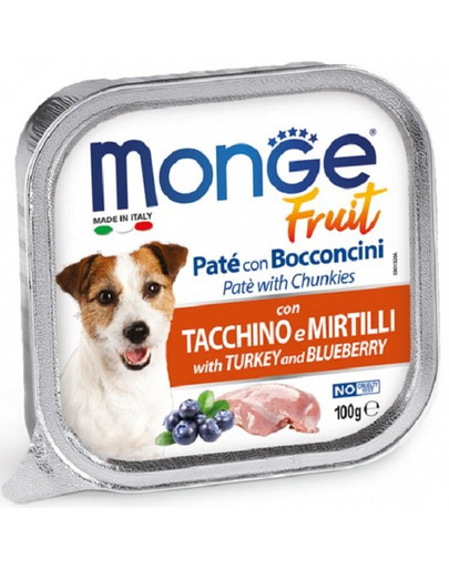 MONGE Fruit Dog Paštéta Morka a čučoriedky 100g