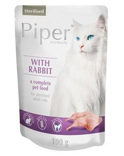 DOLINA NOTECI PIPER Animals pre sterilizované mačky s králikom 100 g
