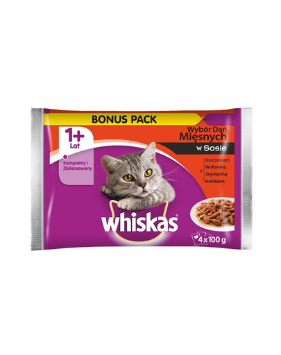 WHISKAS mäsový pokrm v omáčke 4x 100g x13