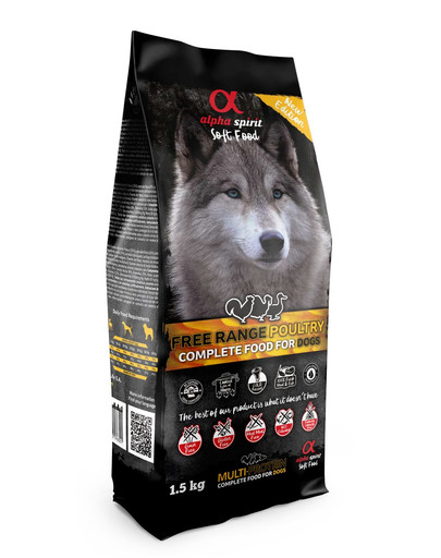 ALPHA SPIRIT Poultry - Kompletné suché mäkké krmivo z hydiny pre psov 1,5 kg