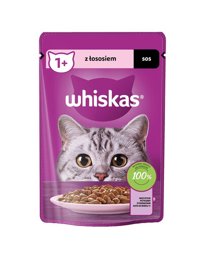 WHISKAS Adult 85g vrecúško krmiva pre dospelé mačky v omáčke s lososom