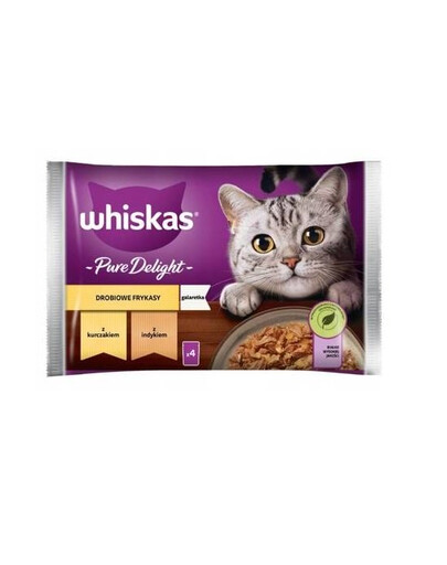 WHISKAS kapsičky s dušeným krůtím a kuřecím masem 4x85g - krmivo pro dospělé kočky, 4,85g