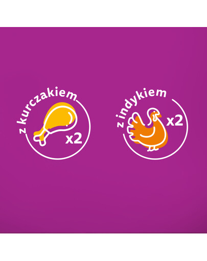 WHISKAS Pure Delight Hydinové pochúťky s kuracím a morčacím mäsom 4x85g