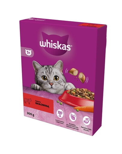 WHISKAS Adult 300g krmivo pre dospelé mačky s lahodným hovädzím mäsom