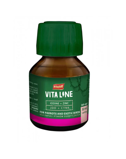 VITAPOL Vitaline ZINOK a JÓD pre exotické vtáky 50ml