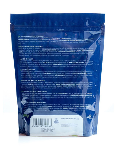 SIMPLY FROM NATURE Sausages with beef Prírodné hovädzie klobásky 300 g