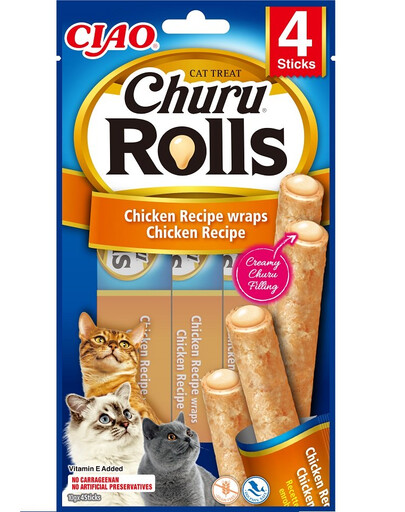 INABA Churu Rolls Chicken 4x10g wrapy s kuracím mäsom pre mačku