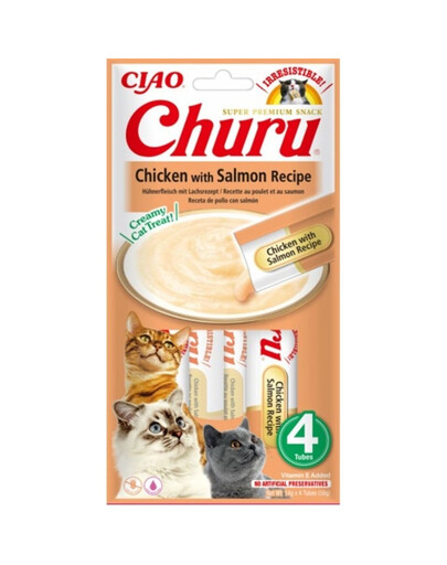INABA Churu Chicken with salmon 4x14g kuracie mäso s lososom pre mačku