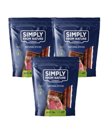 SIMPLY FROM NATURE Prírodné hovädzie tyčinky 3 x 3 ks