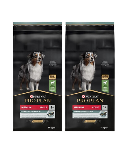 PURINA PRO PLAN OPTIDIGEST Medium adult sensitive  Krmivo s  jahňacím mäsom 28 kg (2 x 14 kg)