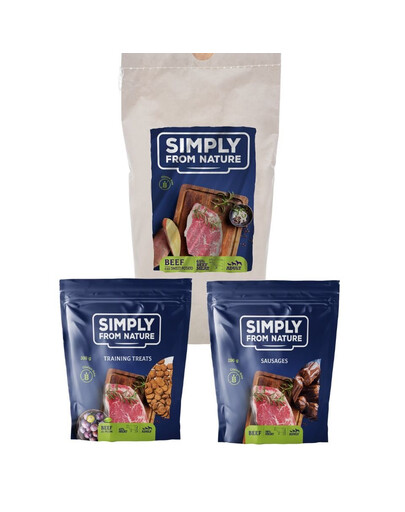 SIMPLY FROM NATURE Krmivo pečené v rúre s hovädzím mäsom 1,2 kg + prírodné hovädzie maškrty