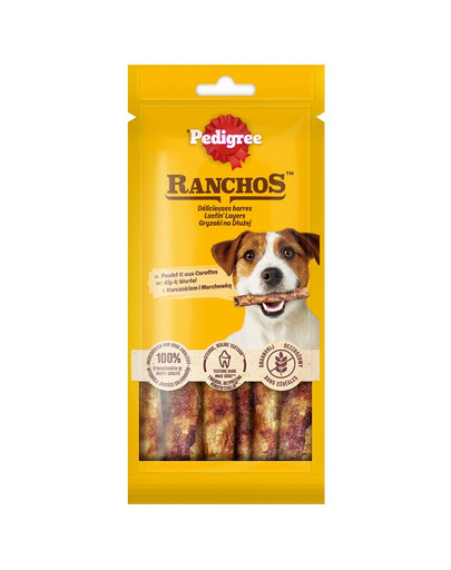PEDIGREE Ranchos Chews for Longer 12x40 g maškrty s kuracím mäsom a mrkvou pre psov